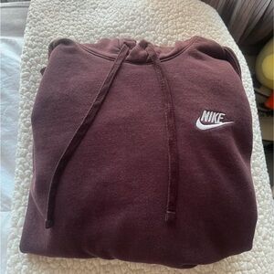 Nike Burgundy Pullover Hoodie with White Swoosh
